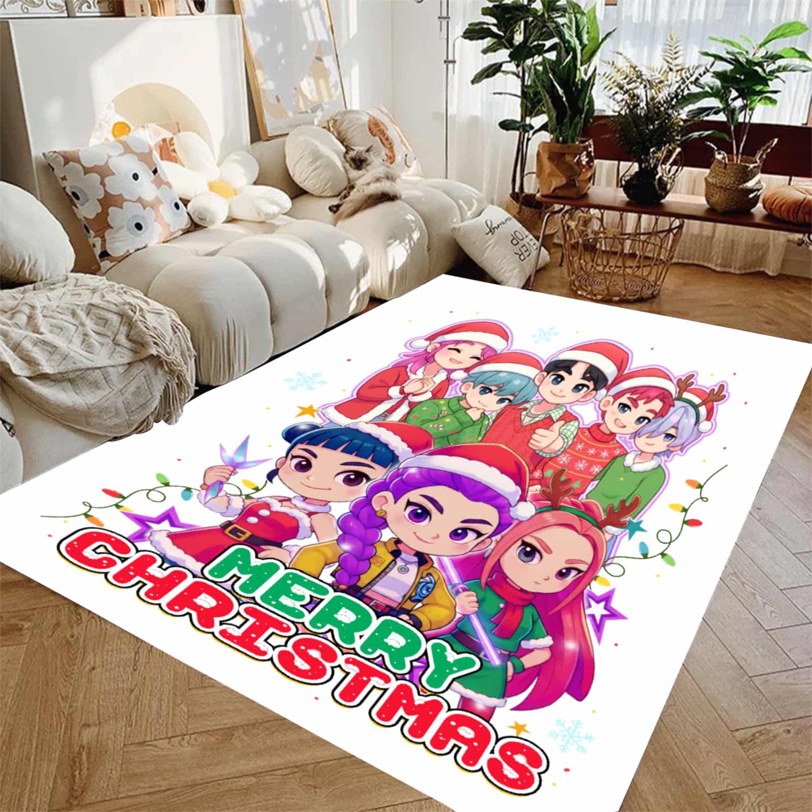 

D-Demon H-Hunters Carpet K-POP Flannel Rug Bedroom Decor Kid Nonslip Carpet Floor Mat Surface Comfortable Carpet Birthday Gift 40x60cm