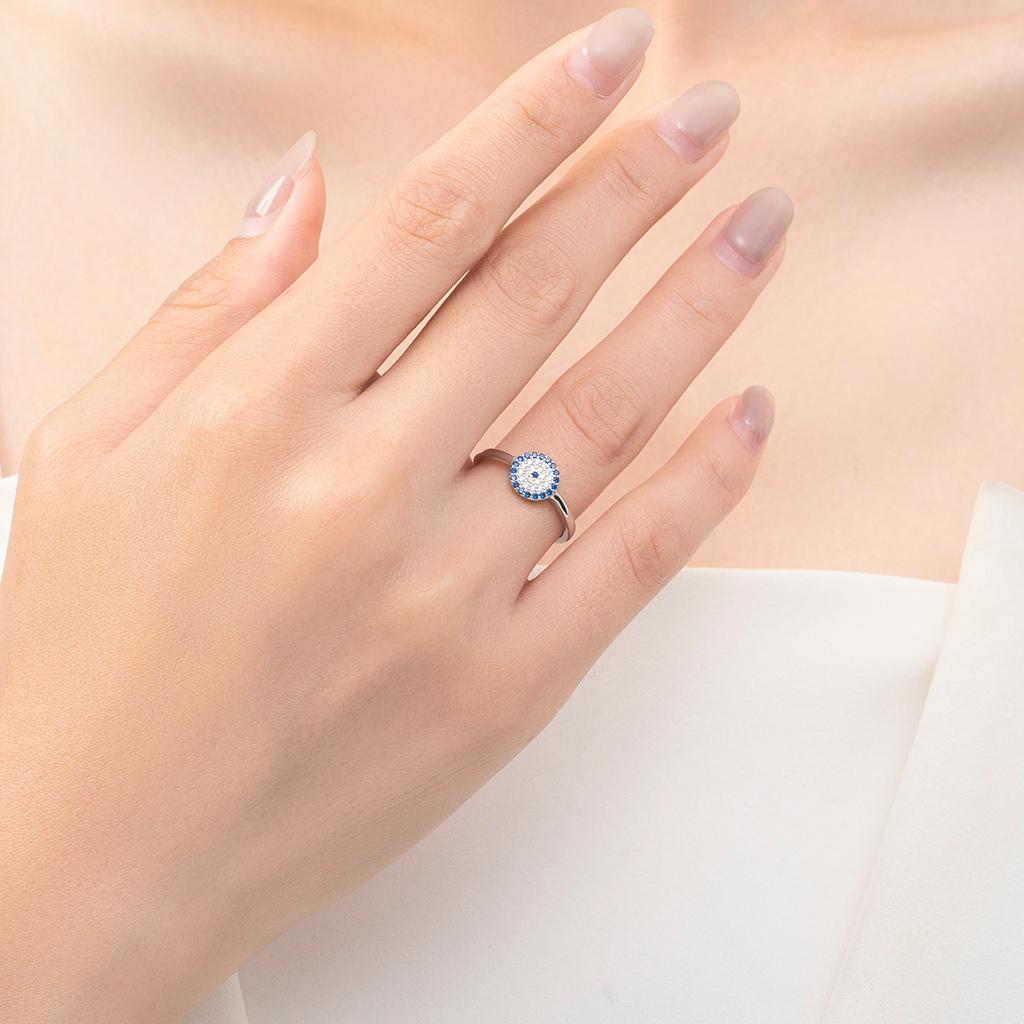 925 Sterling Silver Cute Blue  Ring Sparkling Clear Cubic for Women Fine Fashion Jewelry Birthday Gift 2025