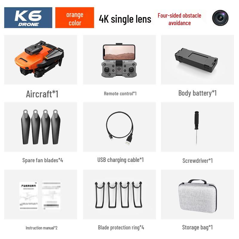 TikTok Drone: K6 Folding Remote-Control Plane with 4K Camera & Four-Sided Obstacle Avoidance.