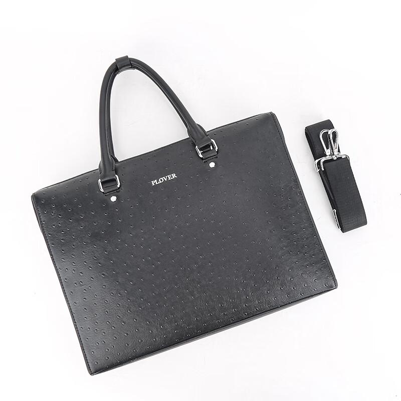 Деловая сумка-портфель PLOVER из кожи страуса с текстурой