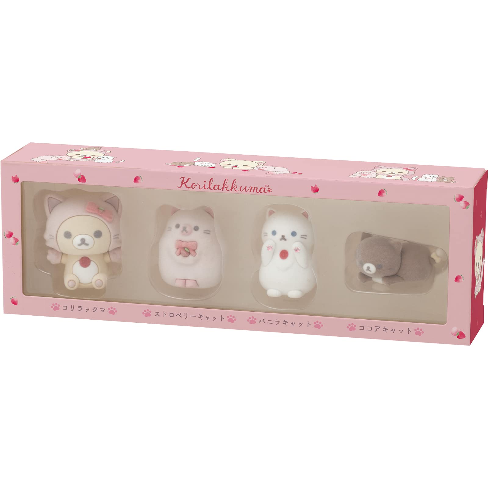 

Rilakkuma Korilakkuma and Strawberry Cat Meow Meow Figure Set AB05401 рожевий