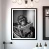Cute Monkey Bathroom Art Prints Wall Art Funny Bathroom Print Poster Monkey Art Print Toilet Humor Whimsy Animal Canvas Painting