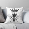 Koningin Bij Vintage Honing Vierkante Kussensloop Polyester Linnen Fluweel Bedrukt Rits Decor Kamer Kussenhoes