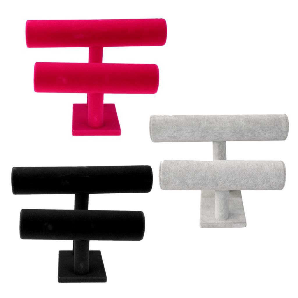Two-Tier Velvet Jewelry Display Stand for Bracelets, Watches, Anklets, and Necklaces