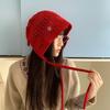 25 New Autumn and Winter Hollow Knitted Hats Women's Big Head Circumference Showing Face Small Literary Net Hole Stacking Hats