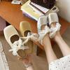 French temperament bag head half bow lace slippers women's outer wear 2025 spring new Xiaoxiangfeng square head sandals