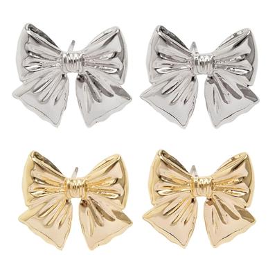 Simple Bowknot Stud Earrings Elegant Piercing Earring Fashion Ear Studs Metal Jewelry Wedding Birthday Gift for Women