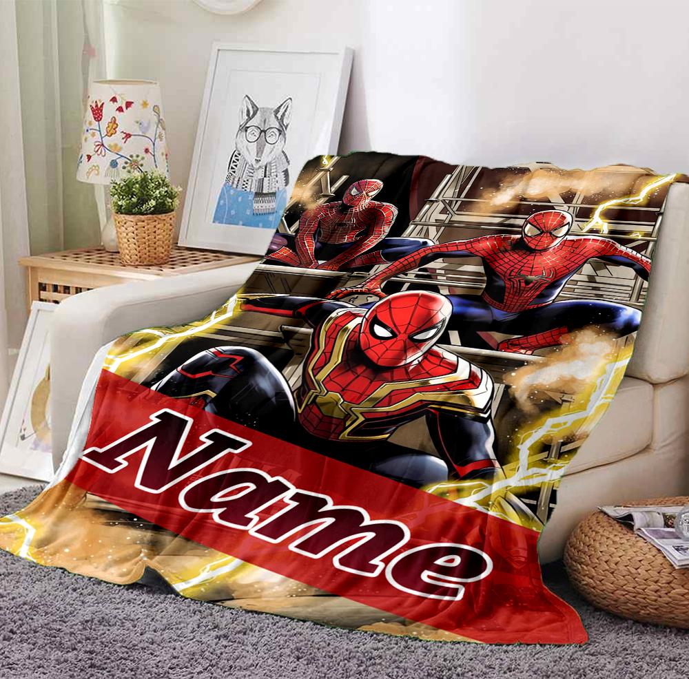 Custom Name Spider-Man Comics Flannel Blanket Throw Blanket Soft Warm Sofa Bed Decor Unique Gift