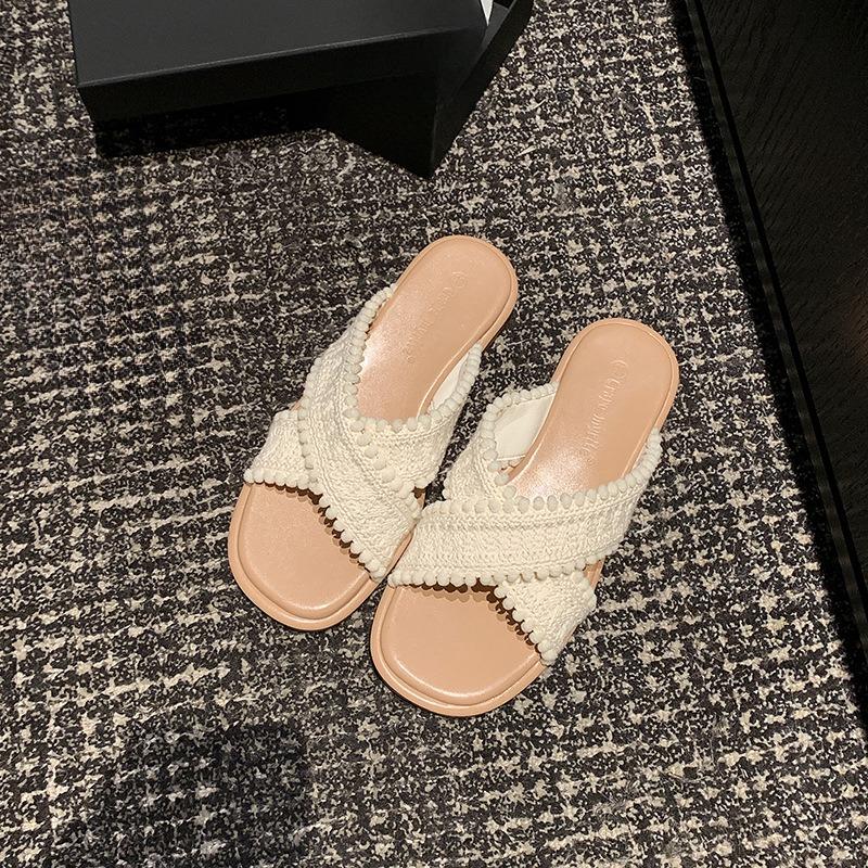 

Обувь нового стиля Плетеные тапочки Женская обувь Сандалии 40 белый