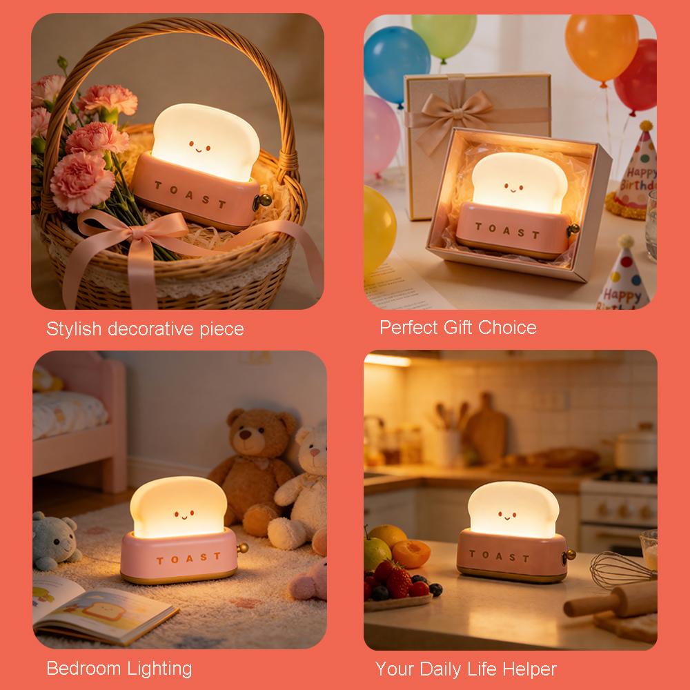 Xiaomi A Cute Toast Night Light: Rechargeable Desk Lamp, Exquisite Room Decor, Perfect Birthday Gift