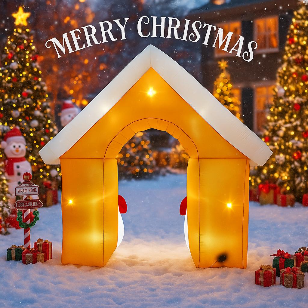 8.8FT LED Inflatable Yard Archway Decoration Gingerbread HouseXmas Home Decoration Ornament Supplies Toy  Gift Christmas Holiday
