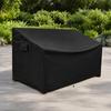600D Fabric Patio Loveseat Cover with Rain and Debris Barrier, Bottom Cord Closure, 2 Side Fasteners, and Storage Pocket