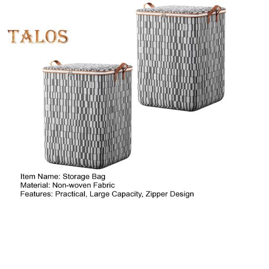 2Pcs Heavy Duty Clothing Storage Bags with Reinforced Handles Large Capacity Double Zipper Quilts Toys Organizer Laundry Baskets