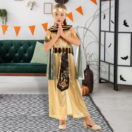 Kostým Královny Kleopatry pro Dívky Děti Starověký Egyptský Oblek Halloween Cosplay Doplněk na Maškarní Párty