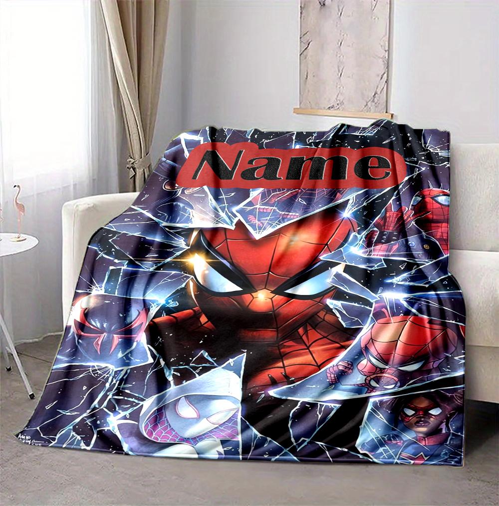 Custom Name Spider-Man Comics Flannel Blanket Throw Blanket Soft Warm Sofa Bed Decor Unique Gift