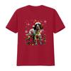 Xmas Lighting Santa English Springer Spaniel Dog Christmas T Shirt Vintage Fashion Stretched Graphic