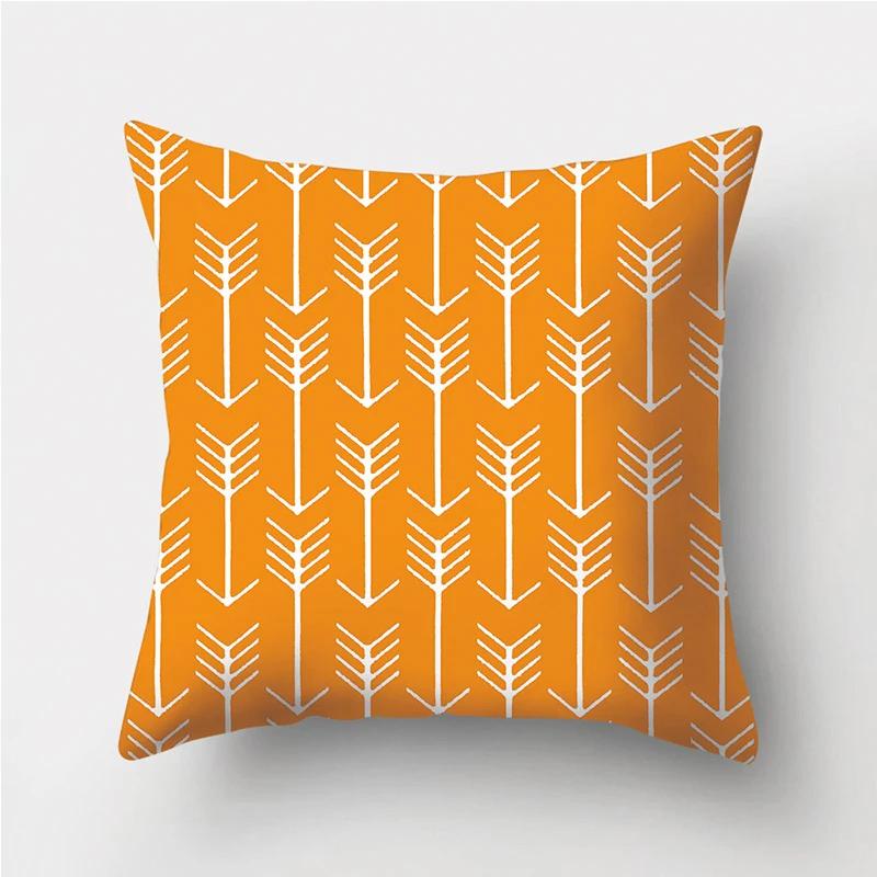 Orange Geometric Pattern Decorative Cushions Pillowcase Polyester Cushion Cover Throw Pillow Sofa Decoration Pillowcover 40923