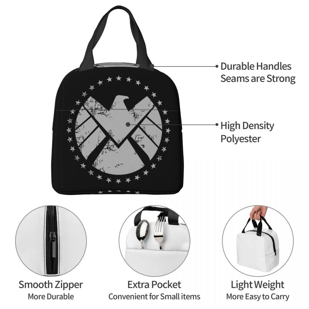 Shield Agent Training Insulated Lunch Bag for Women Office Cooler Thermal Food Box Tote Portable Lunch Boxes Container