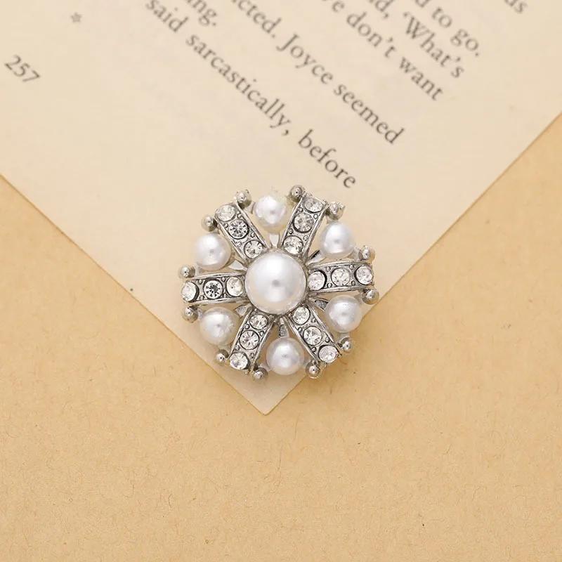 5 Stück Blumenperlen Metall Strasssteine Knöpfe mit Öse Für Hochzeitskleidung Kleid Dekoration