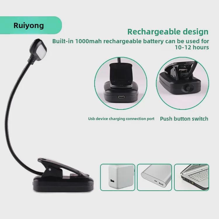 LED Desk Lamp with USB Charging, Eye Protection for Students, Bedside Dormitory Clip-On Reading Light with Adjustable Hose