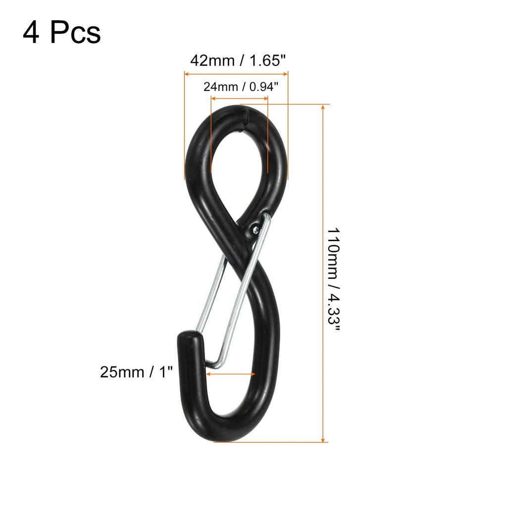 Uxcell Ratchet Strap S-Hook with Latch, Load Capacity 1763 Lbs, 25mm Tie-Down Strap, Webbing for Car, Truck, Trailer, 4 Pieces