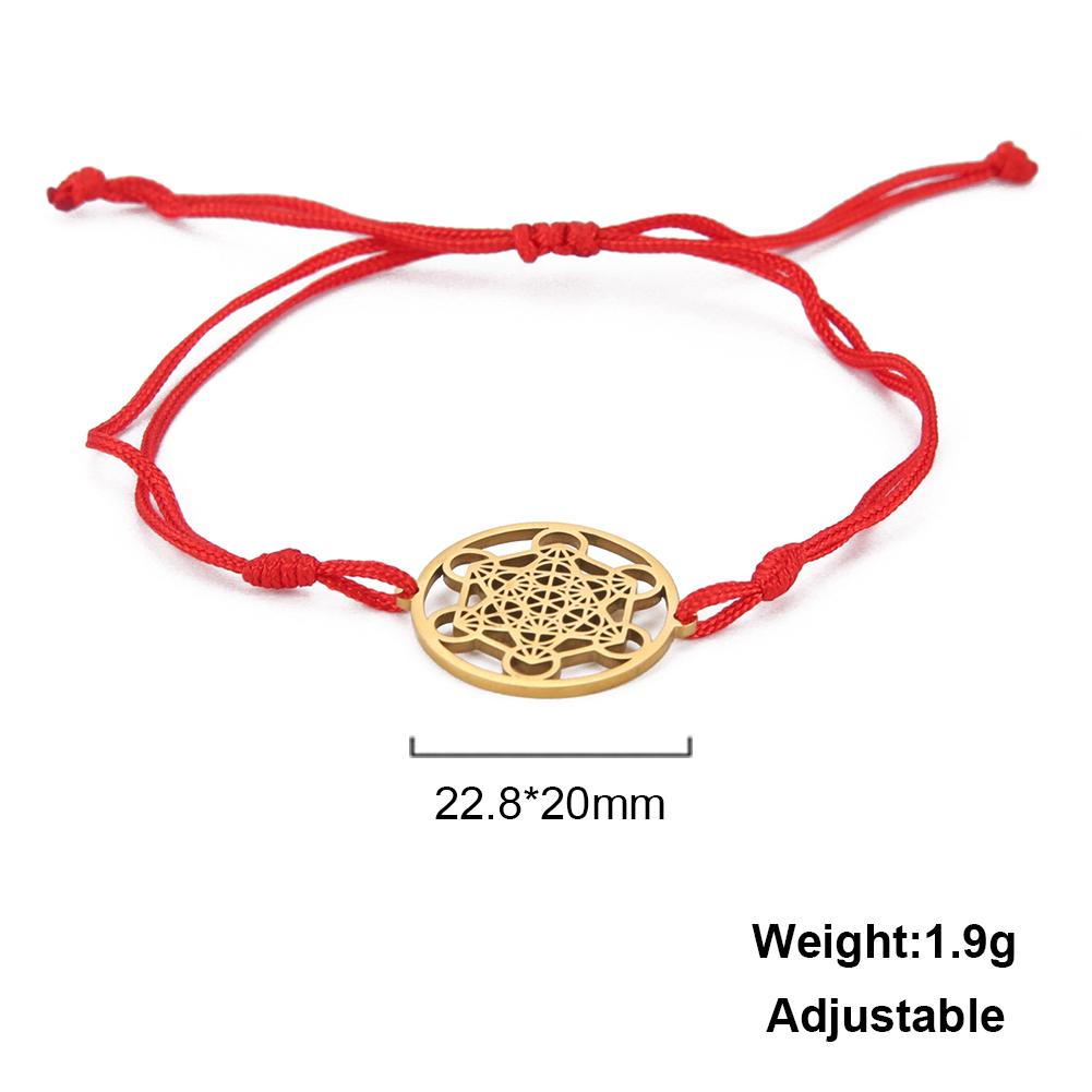 Dawapara Flower of Life Metatron Cube Bracelet for Women Men Adjustable Rope Chain Stainless Steel Charm Bracelet Couple Jewelry