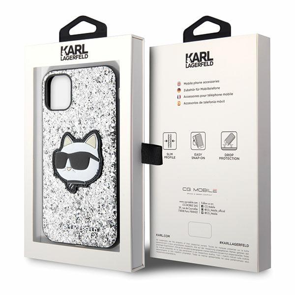 Etui Do iPhone 11 Karl Lagerfeld Glitter Choupette Srebrne