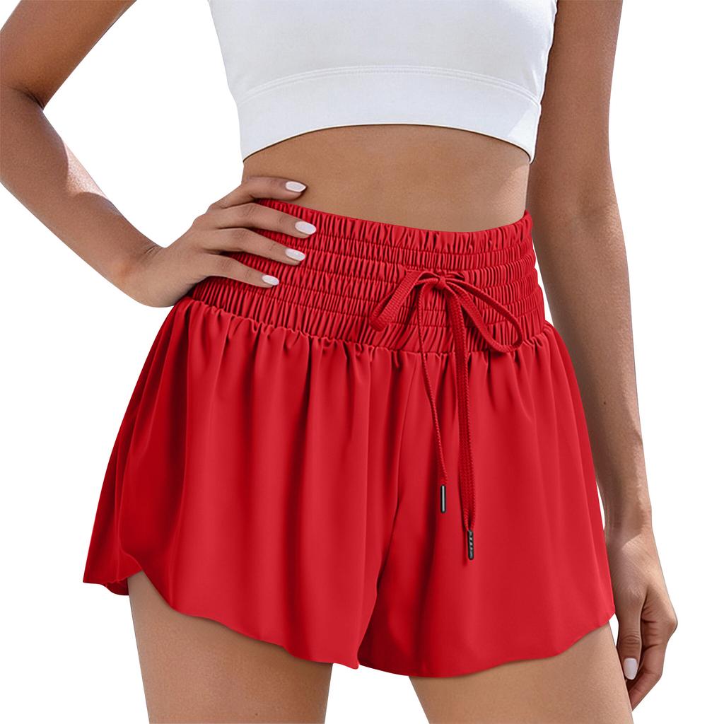 Women’s High Waist Athletic Shorts with Wide Elastic Waistband Drawstring Loose Fit Lightweight Quick Dry Fabric for Sports Yoga Running