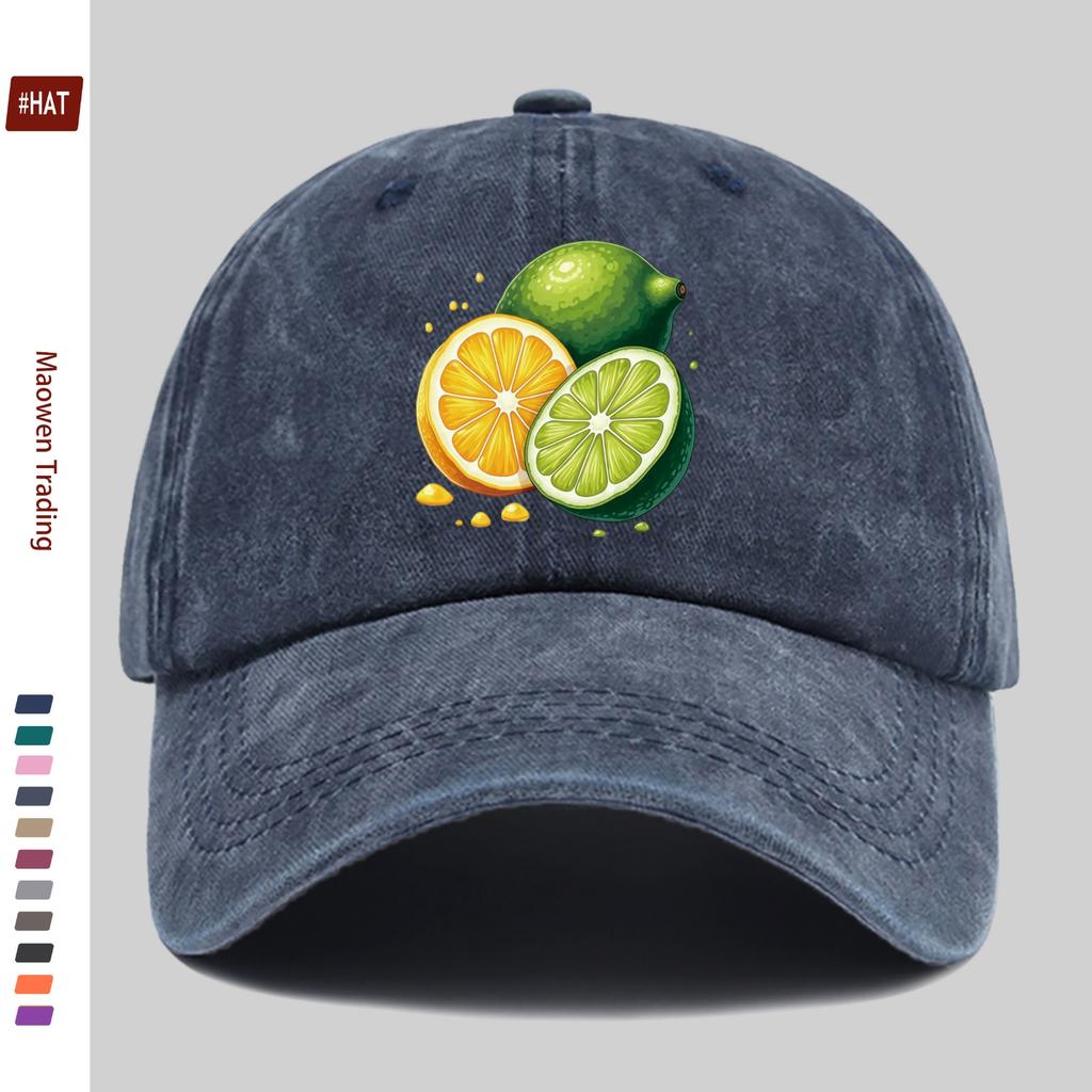 pc Vibrant Citrus Fruit Illustration Printed Baseball Cap Fashionable Summer Printed Trucker Sun Hat Comfortable Lightweight