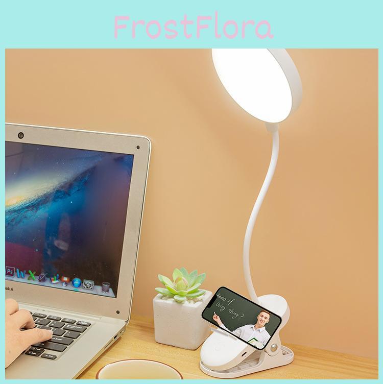 Moderne einfache Studentenwohnheim LED wiederaufladbare Klemm-Schreibtischlampe Weiß Touch-Schalter Augenschutzlampe