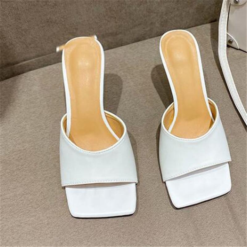 Fashion New Square Toe High Heels Sandals Women Fashion Open Toe Slipper Women's Sandals Summer Designer Mules Shoes Women