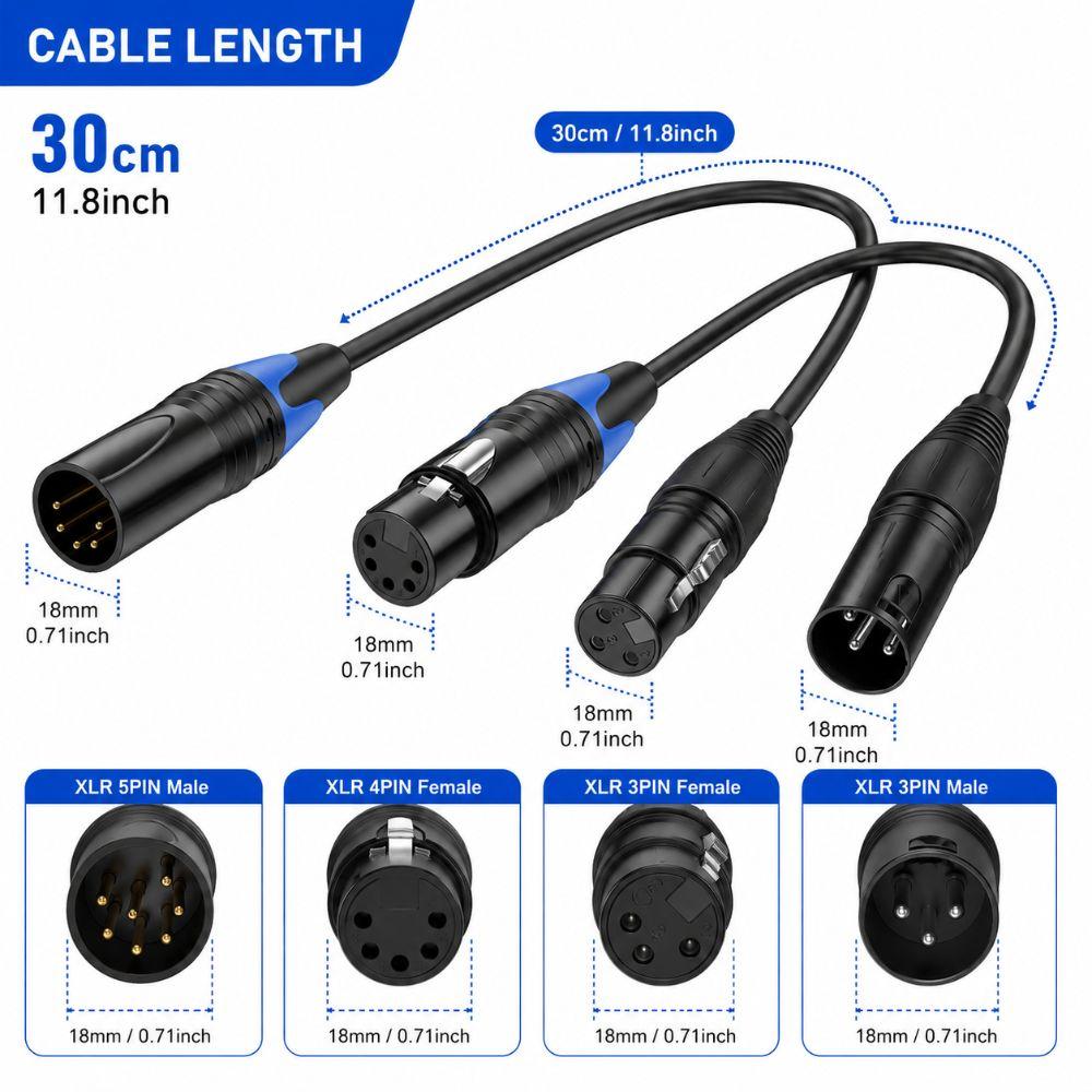 Male Female DMX Cable XLR3P To XLR5P Stage Light Cable XLR Connector Cable  Stage Lights