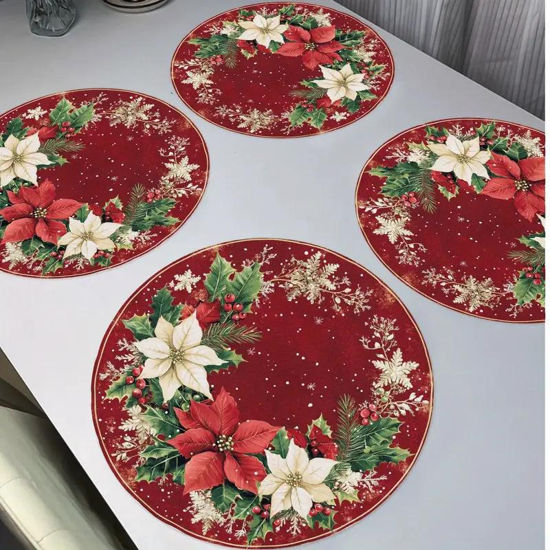 Rentier Weihnachtsmütze Rutschfeste Saugfähige Tischmatte - Schmutzabweisende & Spritzwasserfeste Platzmatte