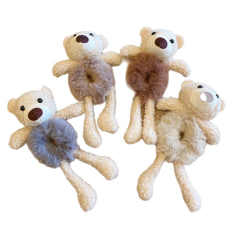 Adorable Bear Hug Cartoon Plush Hair Tie - Women's New Style Ponytail Rubber Band Hair Accessories 2025