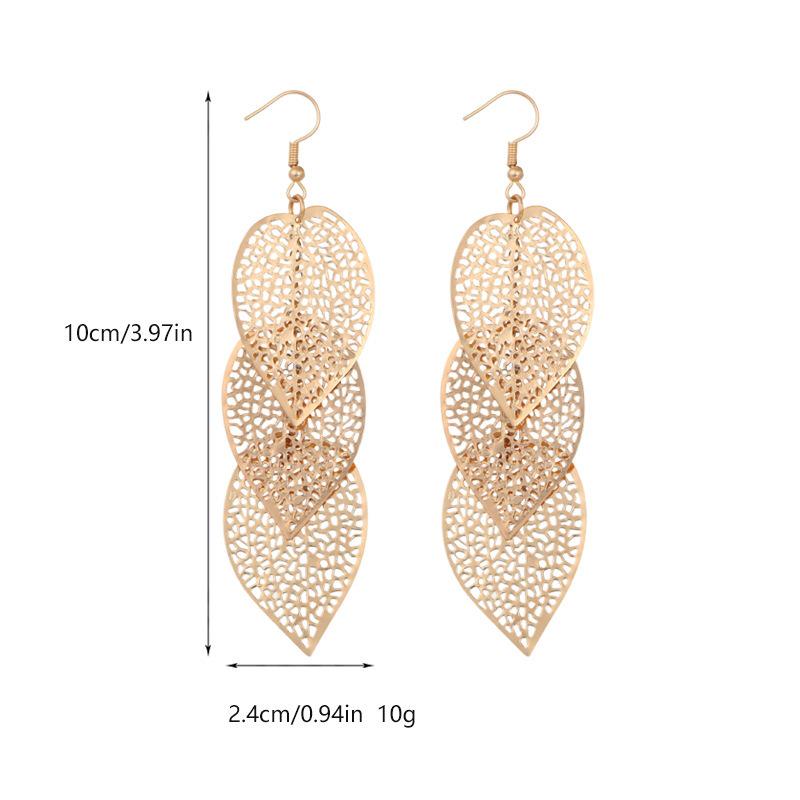 Vintage Bohemian Leaf Baroque Earrings for European and American Fashion