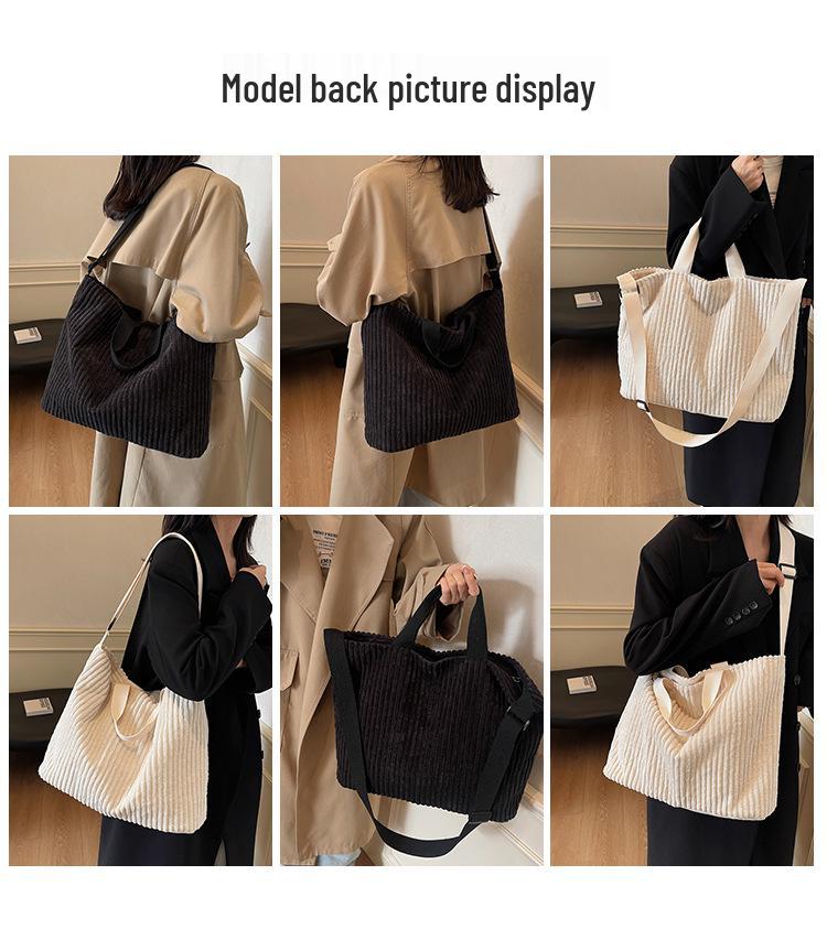 Women's Large Capacity Corduroy Tote - Simple Commuter & Crossbody Bag