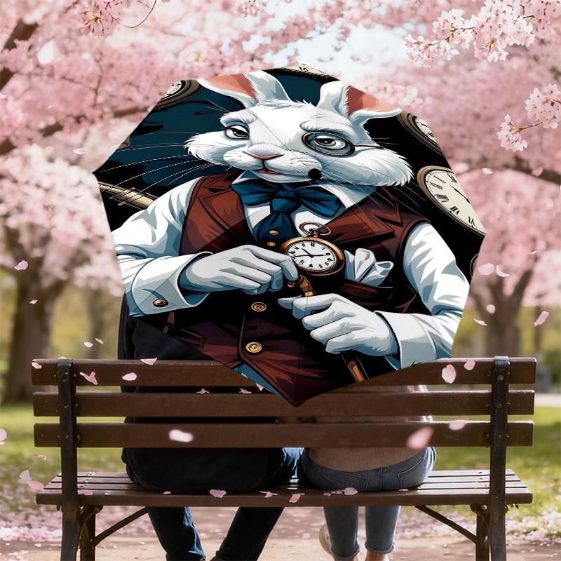 1PC rabbit clock Umbrella-8-Rib Reinforced, Automatic Open, Lightweight & Durable, Fashion Accessory for Outdoor-L0380