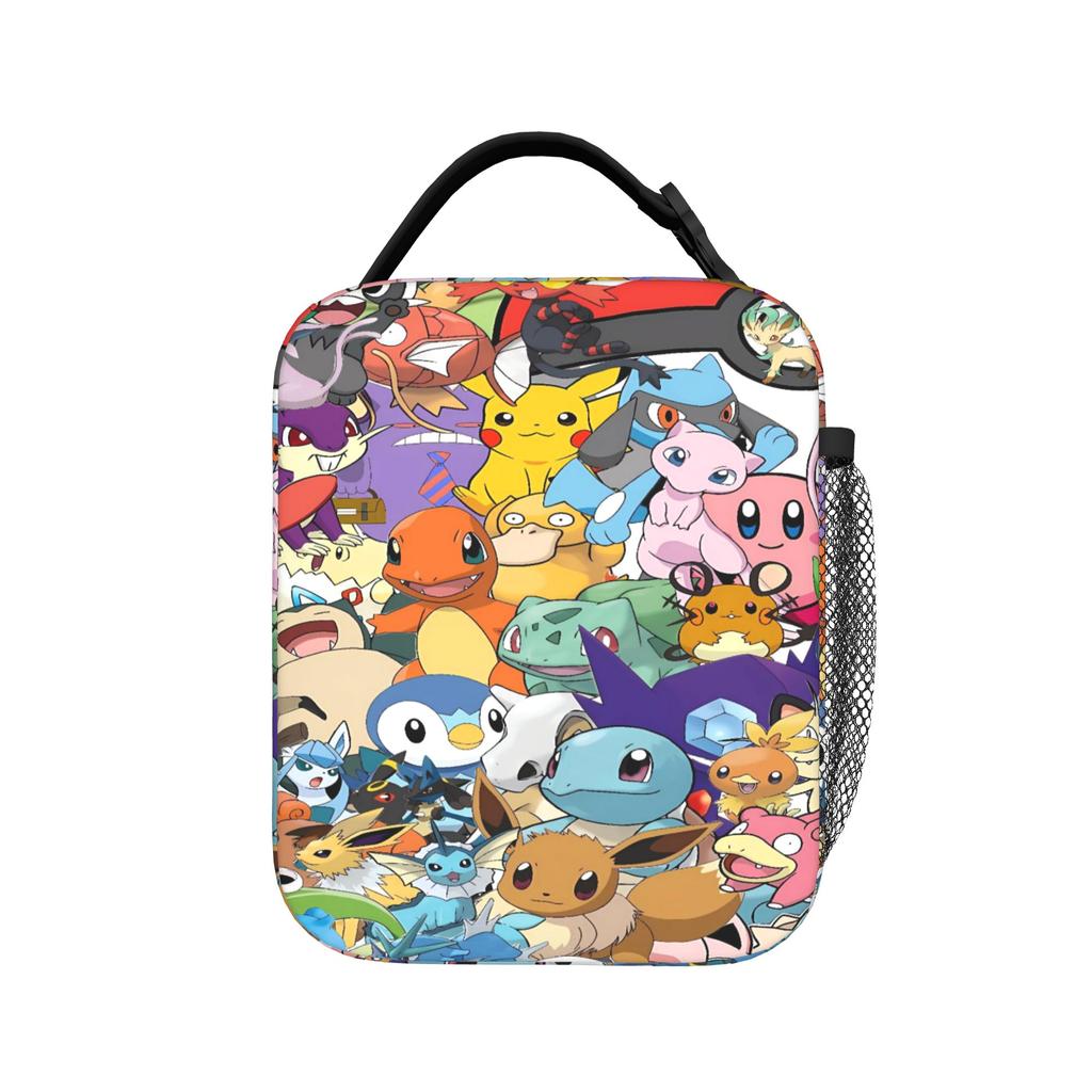 Squirtle Chaotic Mix Anime Lunch Bag For Women  Print Travel Lunch Box Funny Portable Oxford Cooler Bag