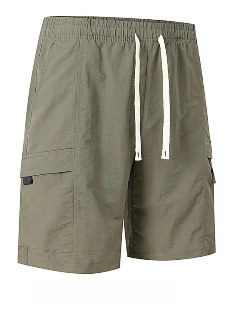 Cotton blend men's casual shorts with drawstring waistband and pants pockets - Lightweight, breathable fabric for summer and outdoor activities