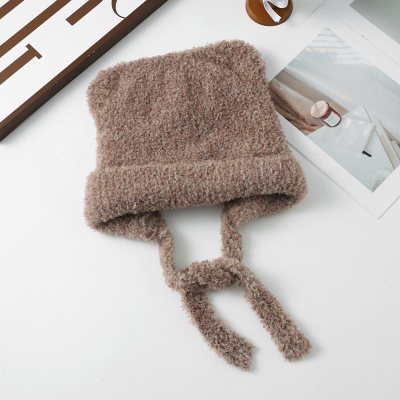 New Cute Little Bear Plush Ear Protection Hat Korean Version of Versatile Plush Thickened Warm Hat Showing Face and Small Cold Proof Hat