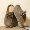Men's Summer New Large Size Slip-On Driving Shoes Outdoor Genuine Leather Breathable Rubber Sole Square Toe Bean Bean Shoes