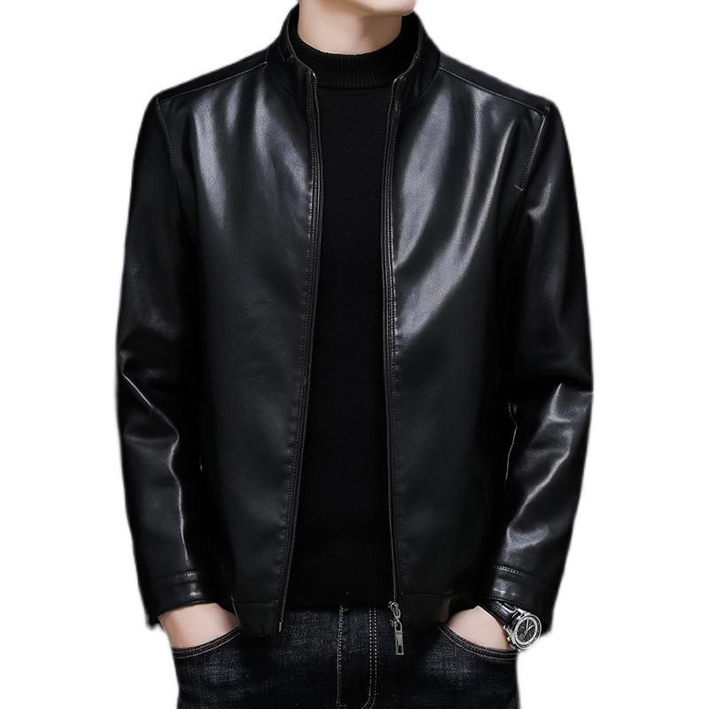 Very good leather leather jacket men's new middle-aged men's leather jacket men's jacket spring and autumn thin coat
