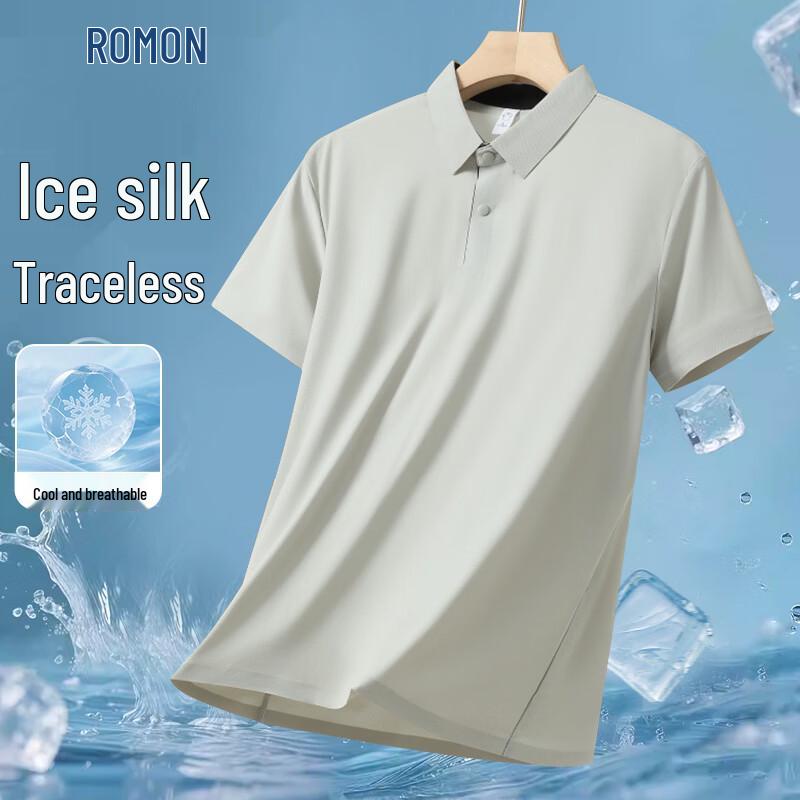 ROMON Men s Summer Breathable Ice Silk Polo Shirt 3XL