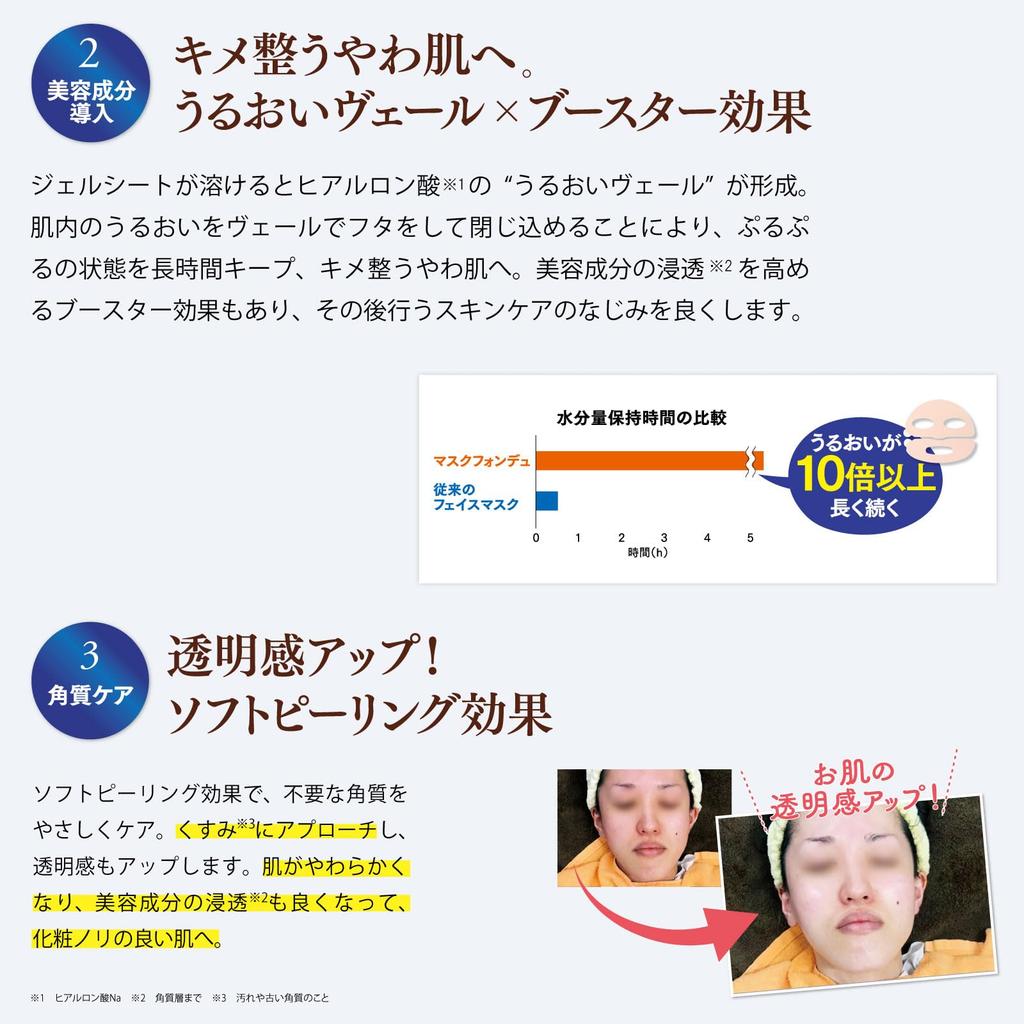 Quonis Mask Fondue supply sheet x 4 Face mask Sheet mask Dry skin Pore care Exfoliating care Serum Hyaluronic acid [Official] 4-times (1 bags)