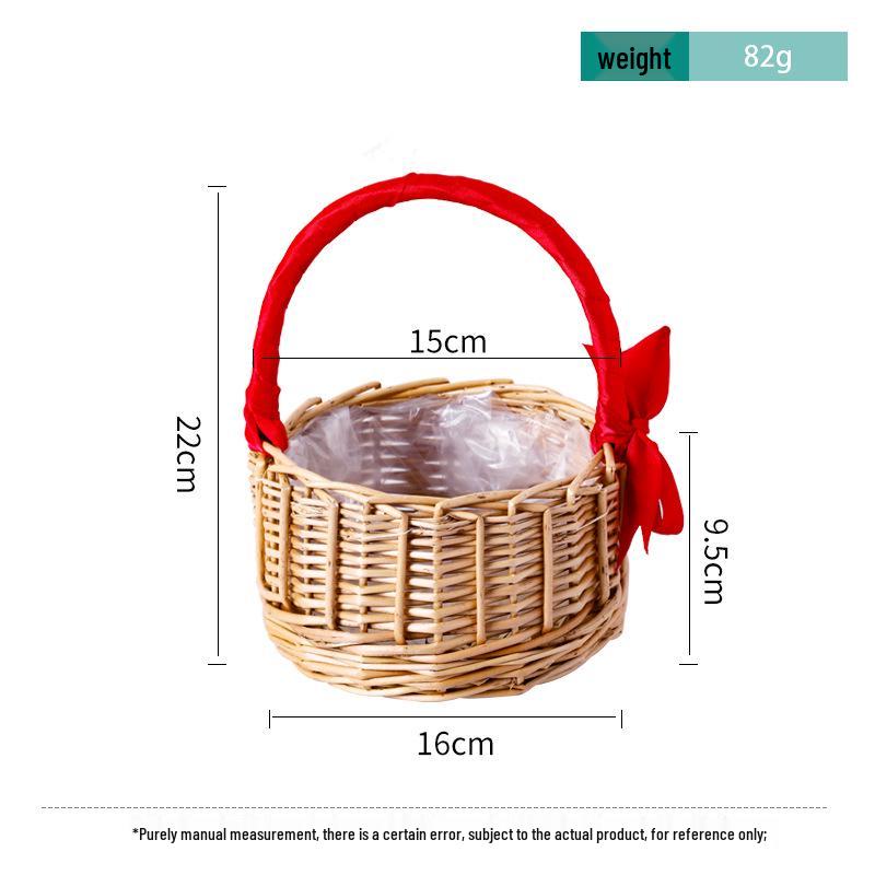 Willow Woven Princess Handbag: Floral Basket, Wedding Gift, and Pastoral Flower Arrangement Souvenir