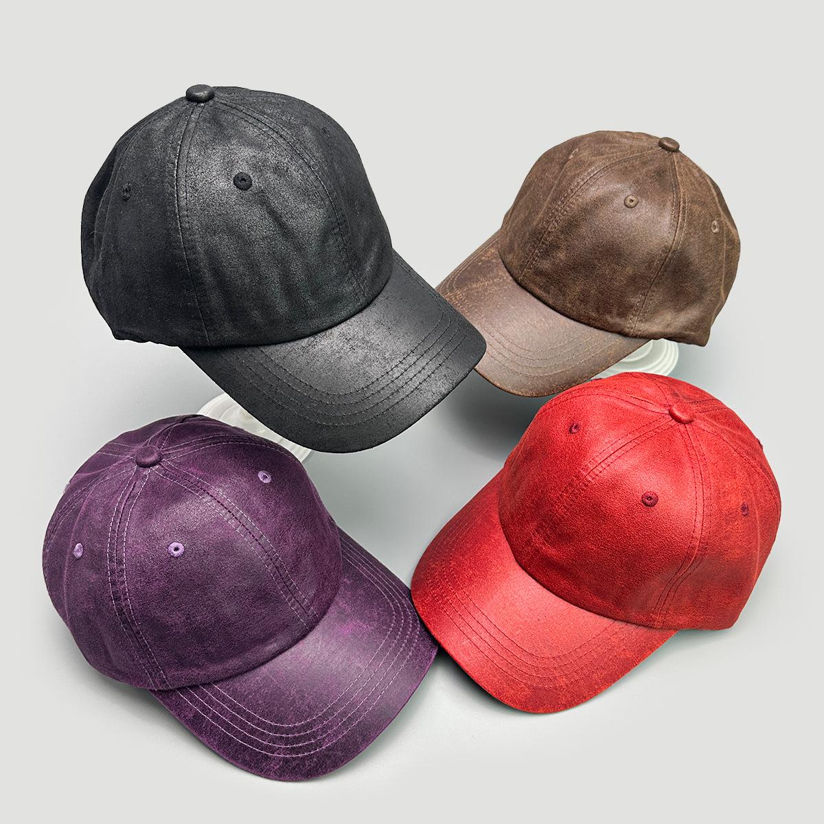 Supermarket Go Women's Camel High Quality Pu Leather Solid Color Baseball Cap Men's And Sunshade Simple Personality Retro Casual Cap 54-60Cm