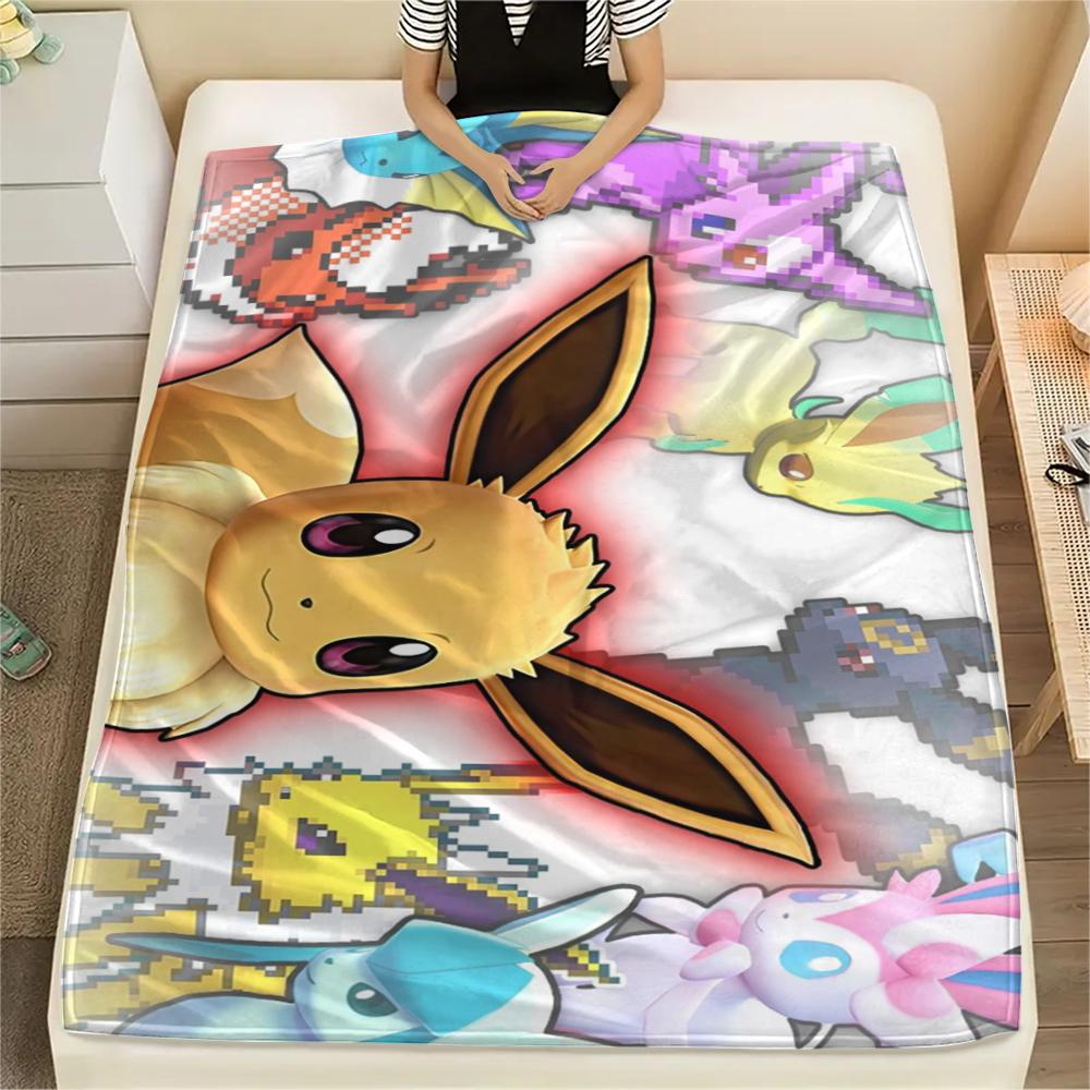 Eevee Muster Flanelldecke, Hohe Qualität, Bequem für Alle Jahreszeiten, Heimdekoration, Wärme und Komfort, Perfekt für Geschenke.