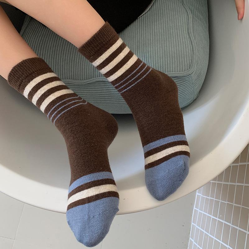 Striped Thickened Wool Socks Warm Socks Versatile College Style Heat Storage Pile Socks