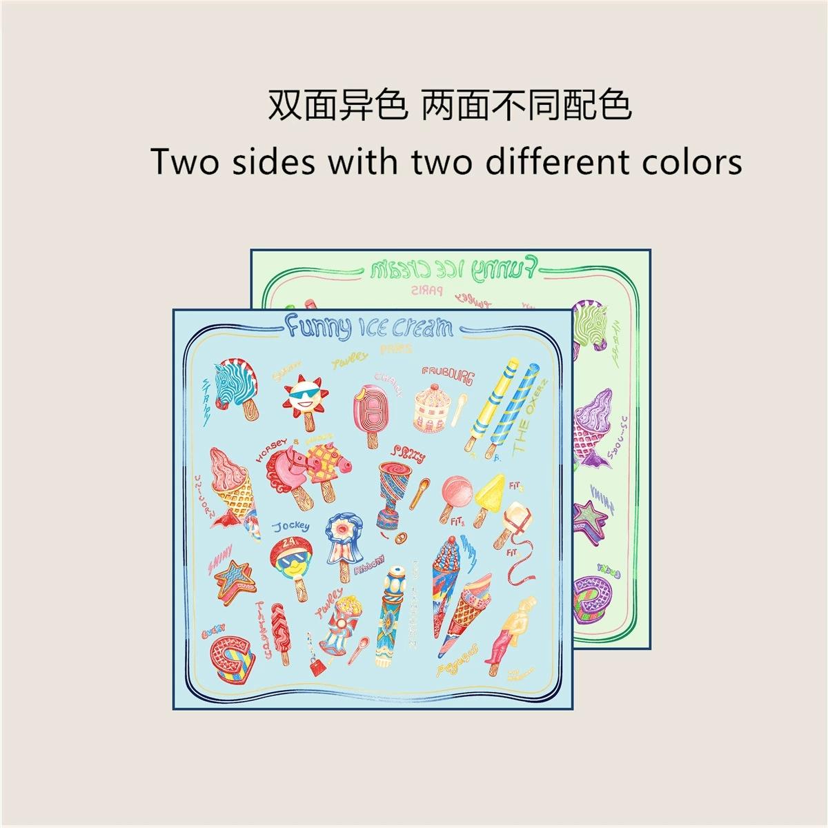 

Double Sided Print Twill Silk Scarf Women Bandanas Shawl Luxury Designer Hair Neck Accessories Women Foulard 70cmx70cm 70x70cm