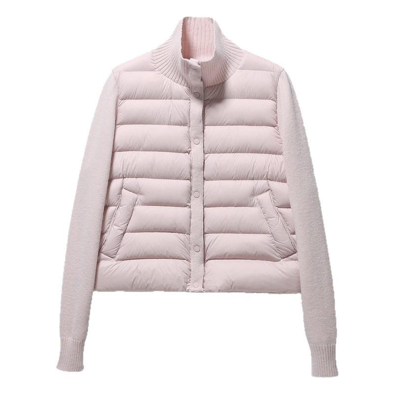 Womens Short Puffer Jacket Knit Stand Collar Winter Cotton Coat Petite 2026